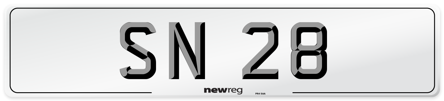 SN 28 Number Plate from New Reg